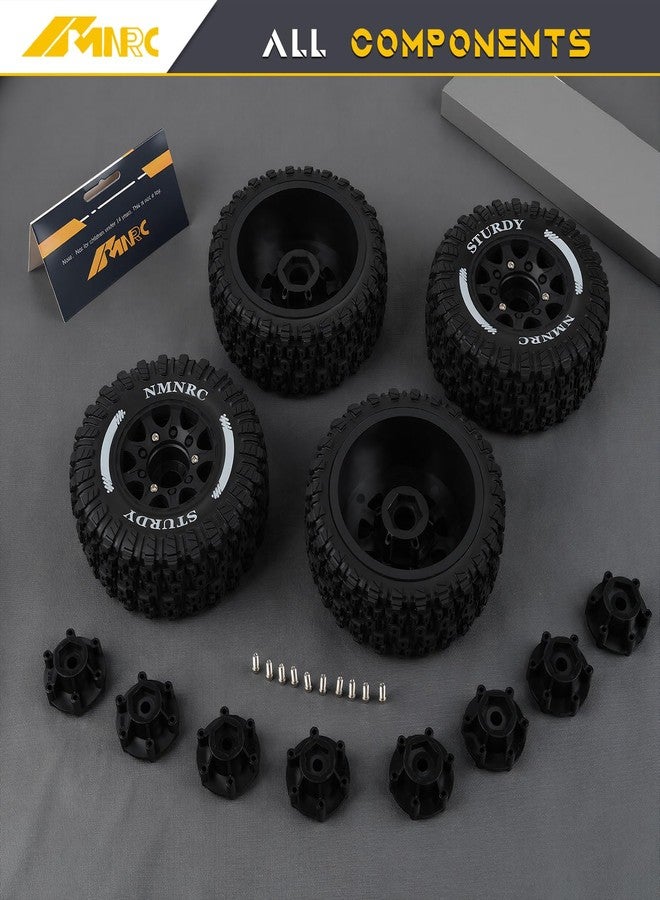 NMNRC Pre-Glued Plastic RC Wheels and Tires 12MM 14MM 17MM Hex Compatible with Arrma Axial RC4WD Redcat Slash 2WD 4X4 Senton Short Course Truck Upgrades Part Black - Image 3